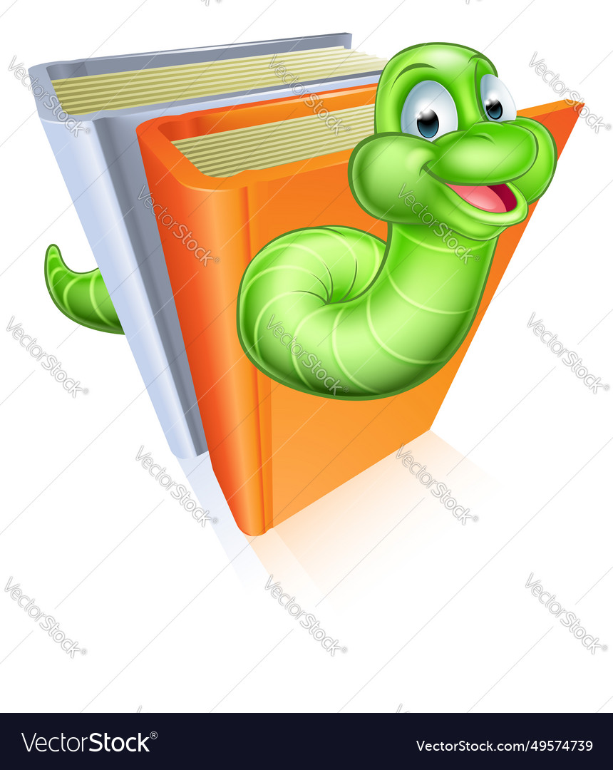 Cartoon bookworm concept Royalty Free Vector Image