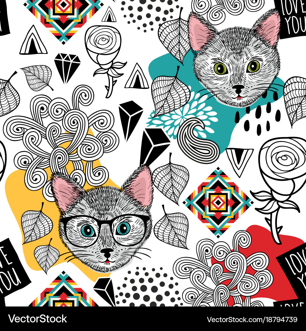 Cute animals seamless pattern Royalty Free Vector Image