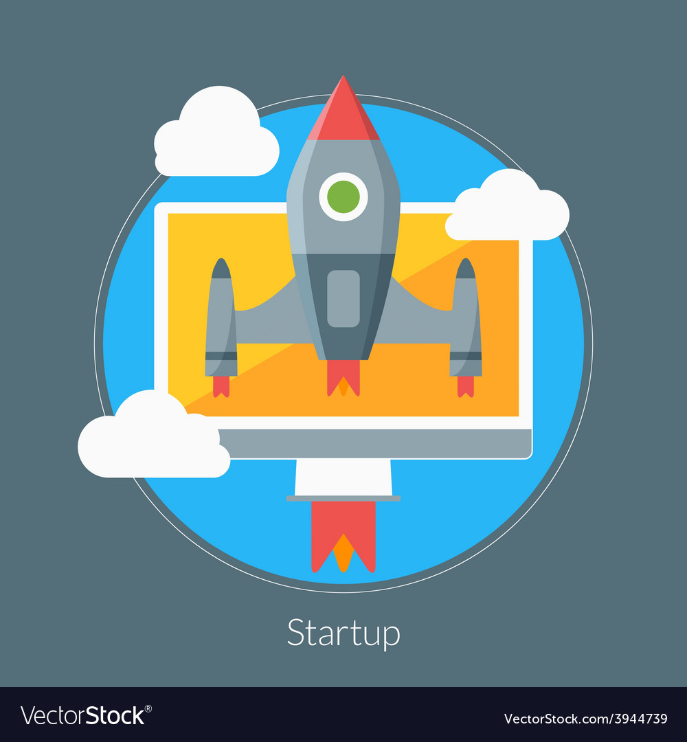 Flat design concept for startup web ban