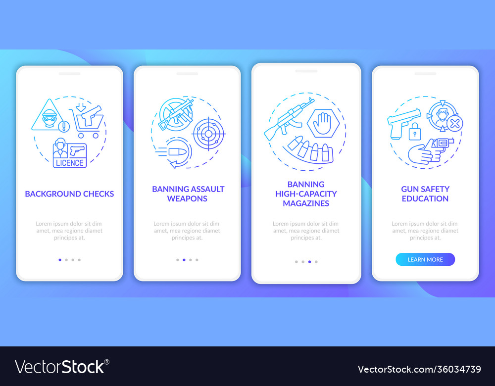 Gun safety guidelines dark blue onboarding mobile