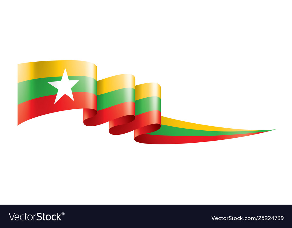 Myanmar flag on a white Royalty Free Vector Image