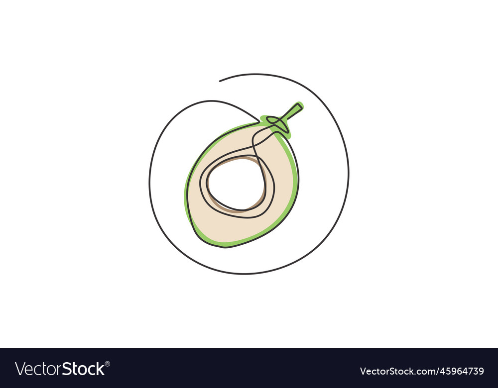 One continuous line drawing whole and sliced vector image One continuous line drawing whole and sliced