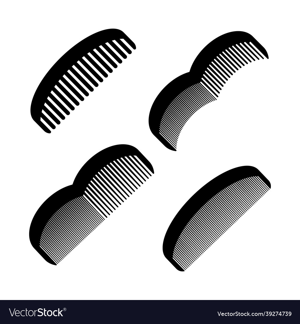 Plastic combs of different types with small Vector Image
