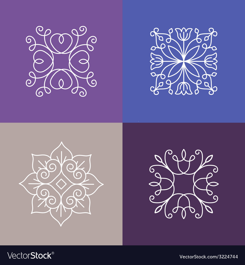 Download Abstract emblems - outline monograms Royalty Free Vector