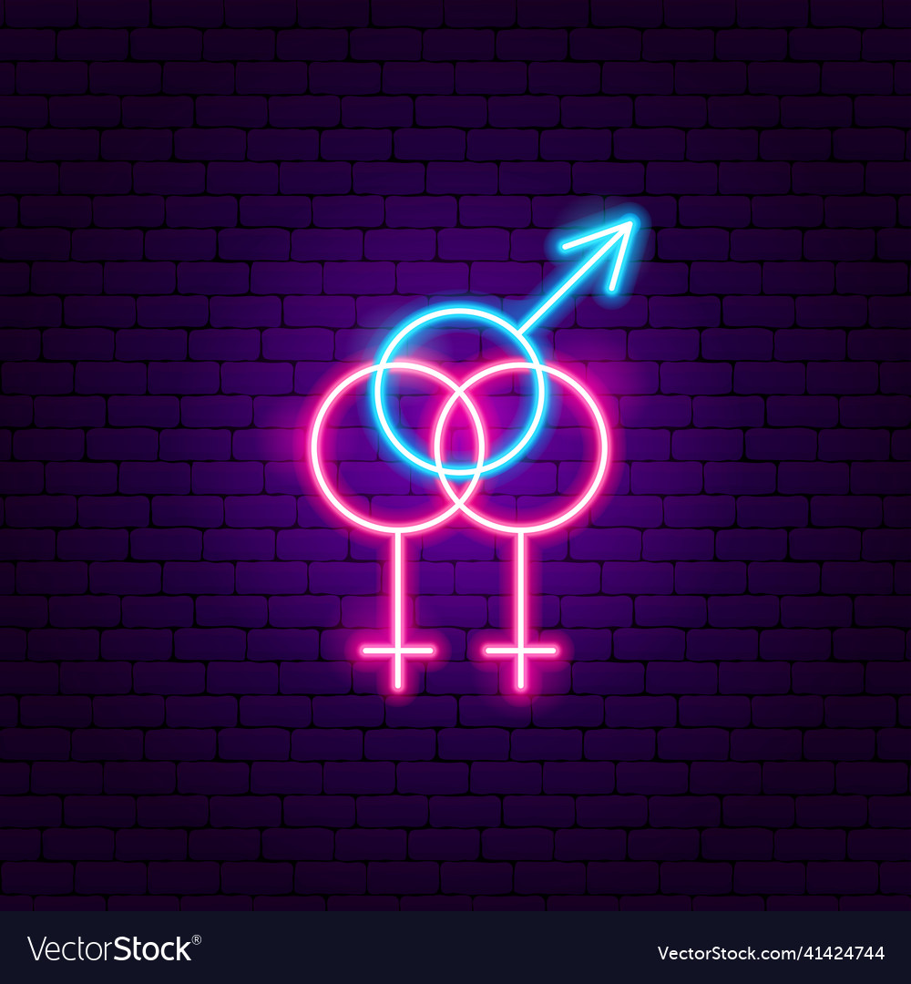 Bisexual Two Women Man Neon Sign Royalty Free Vector Image