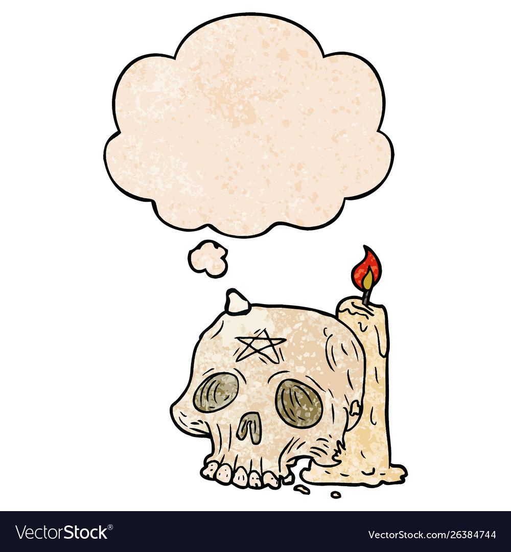 Cartoon spooky skull and candle thought Royalty Free Vector