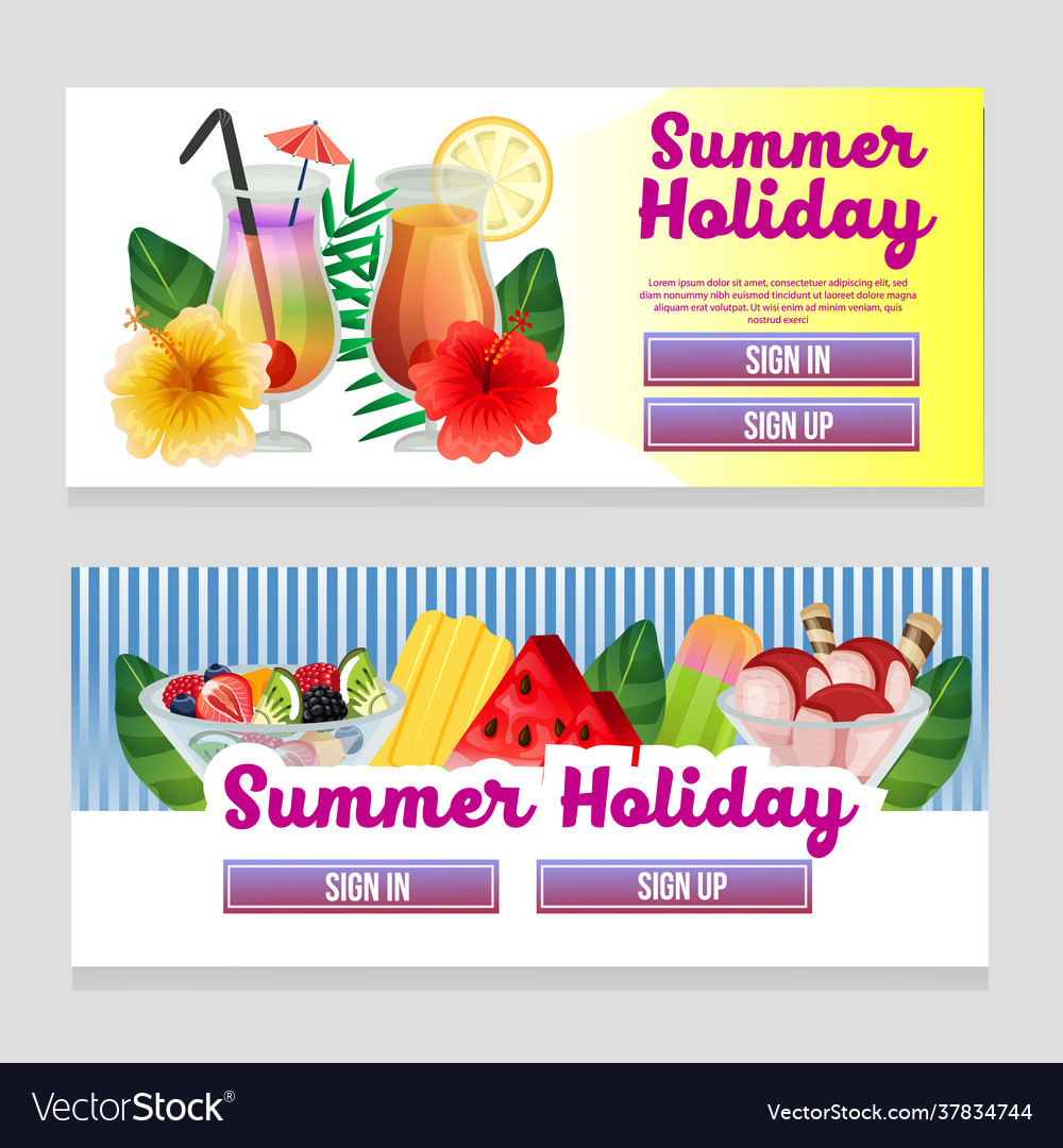 Colorful web banner summer theme with refreshment