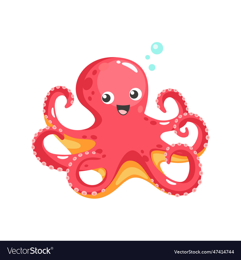 Cute Red Octopus Royalty Free Vector Image - Vectorstock