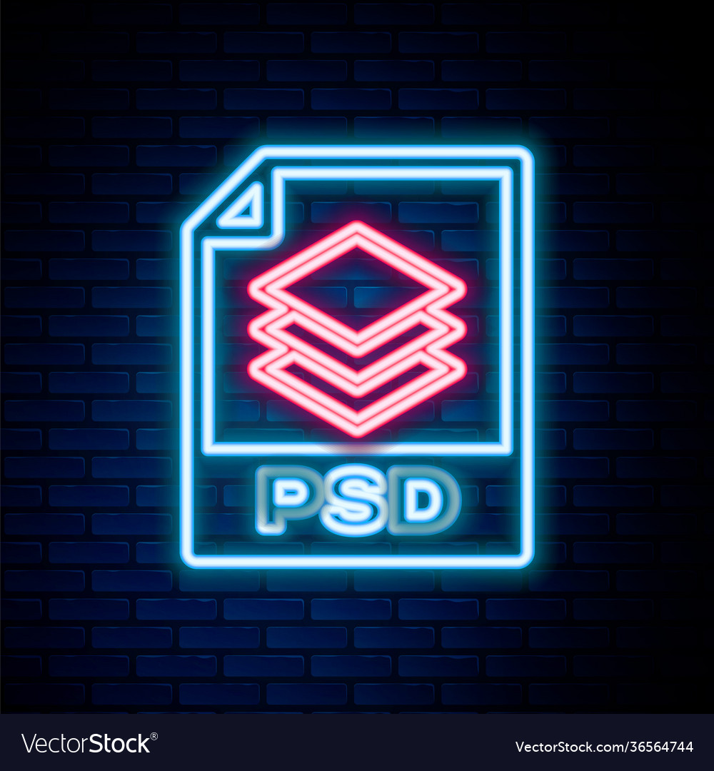 Glowing neon line psd file document download