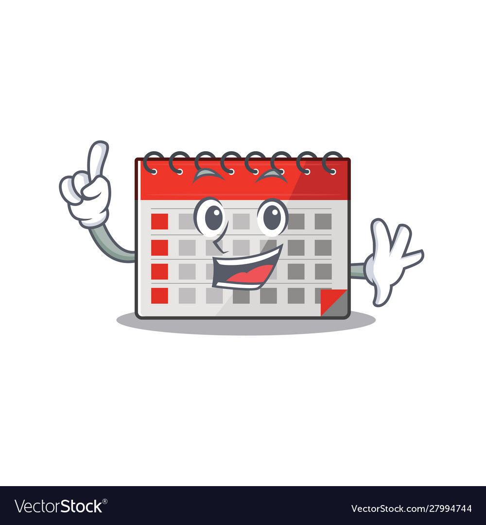 Mascot calendar with a cartoon finger Royalty Free Vector