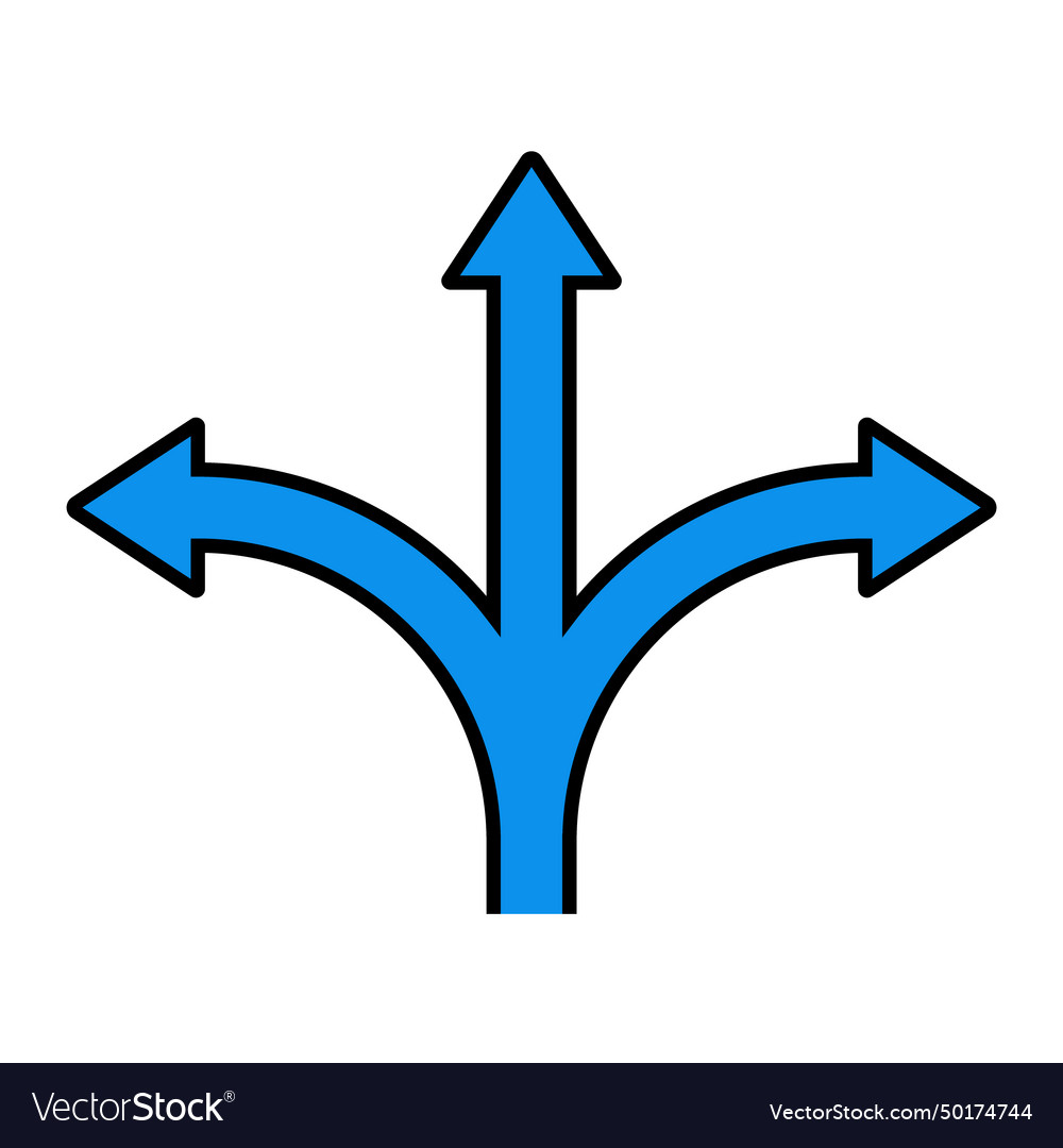 Three split arrows icon in line and fill style