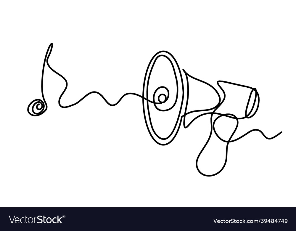 Abstract note and megaphone as continuous lines