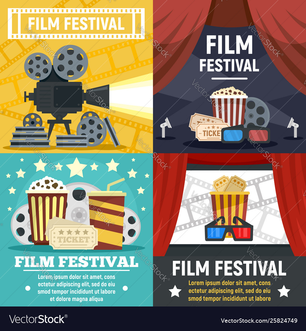 Film Festival Banner Set Flat Style Royalty Free Vector