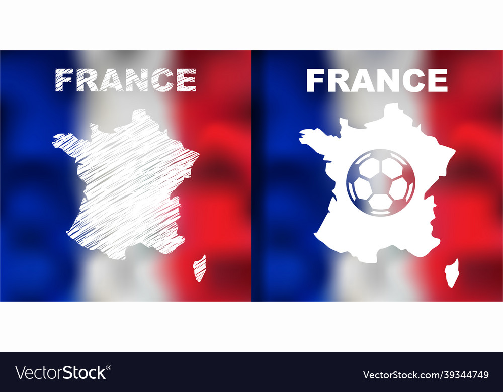 French abstract map set with flag and ball