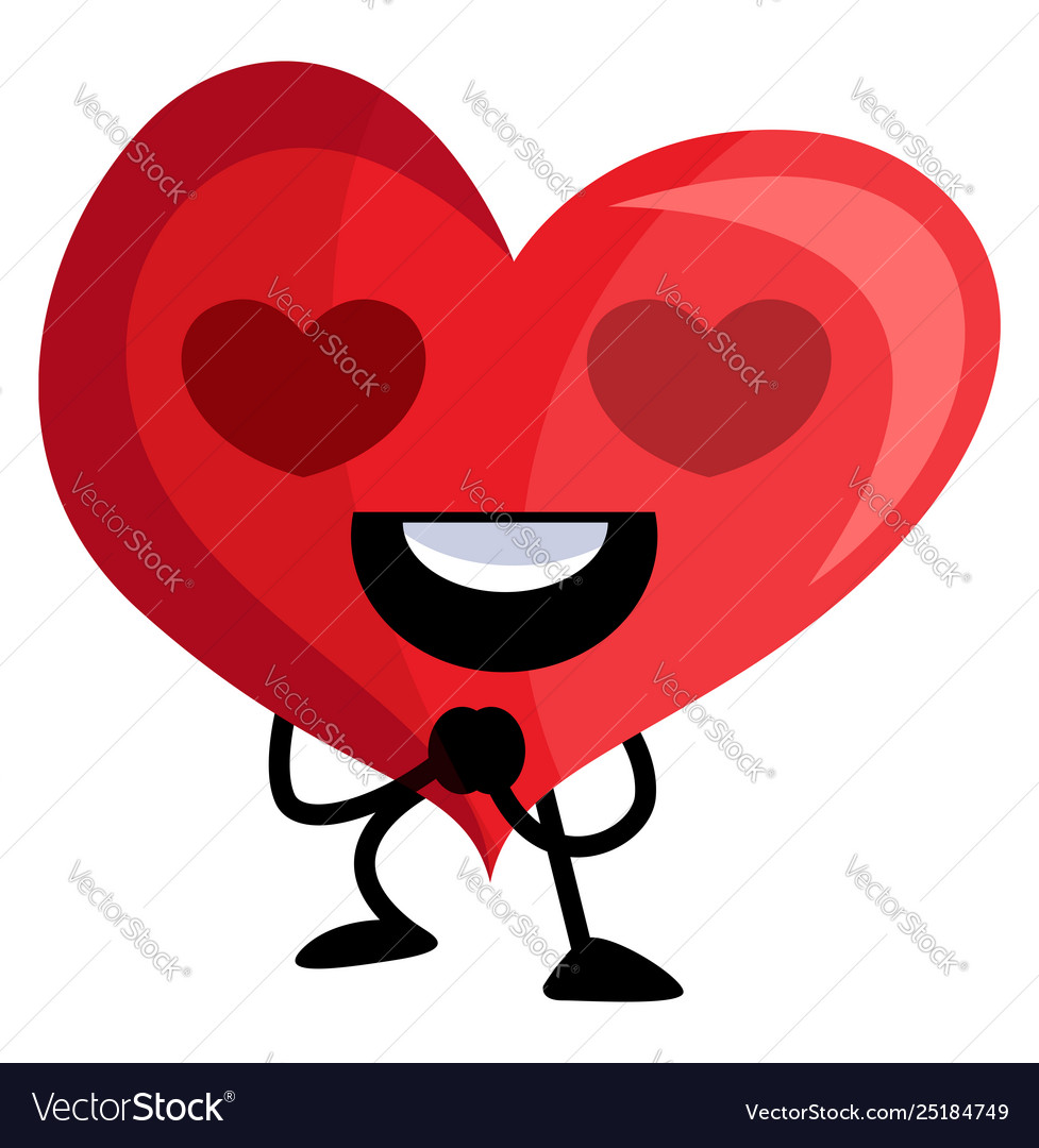 Red heart with shaped eyes on white