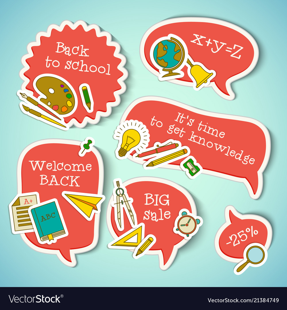 School Education Stickers Collection Royalty Free Vector