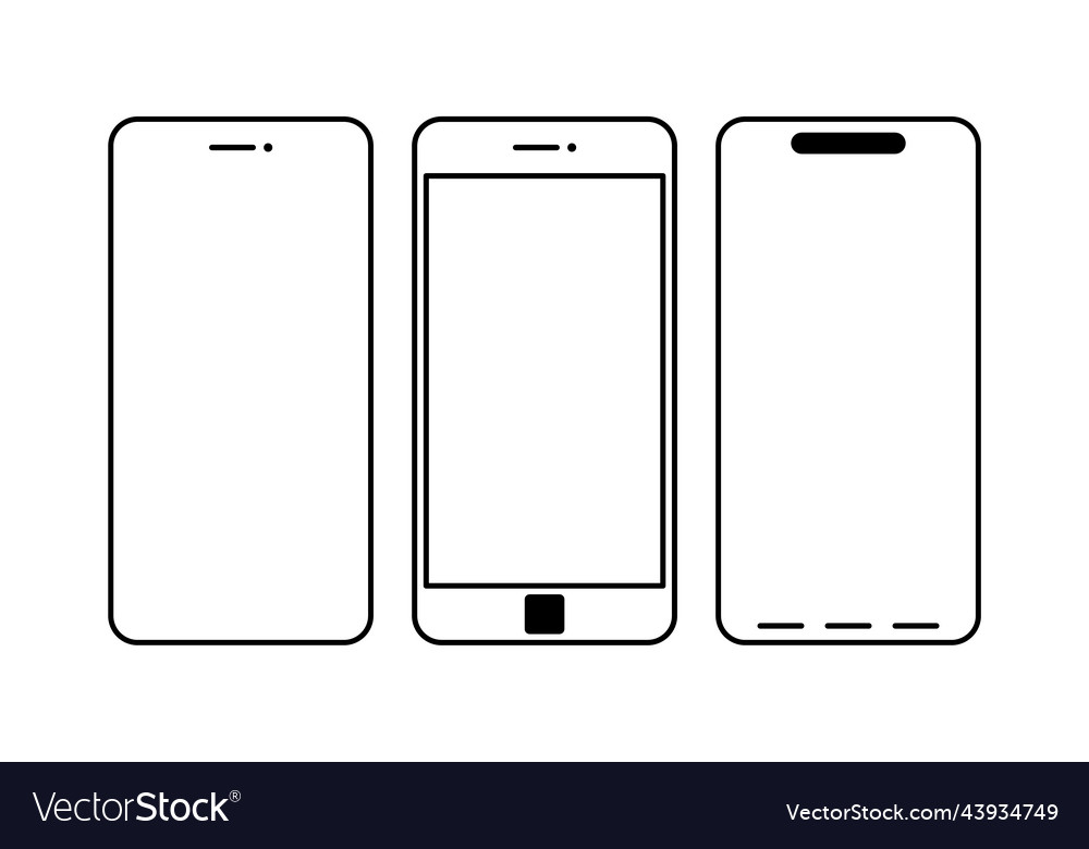 Smartphone line icon set of models Royalty Free Vector Image