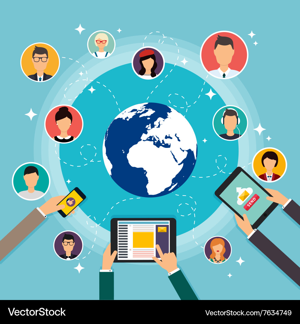 Social network concept flat design for web Vector Image