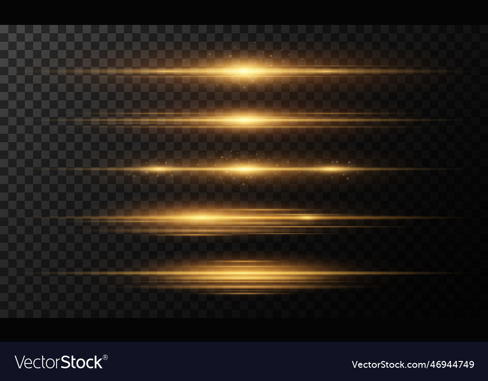 Stylish set of golden light effects with sparks