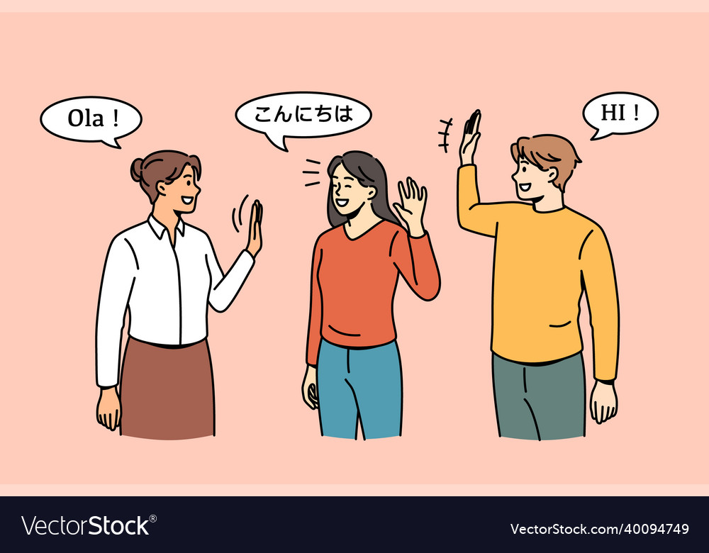 Various nationalities communication and greeting Vector Image