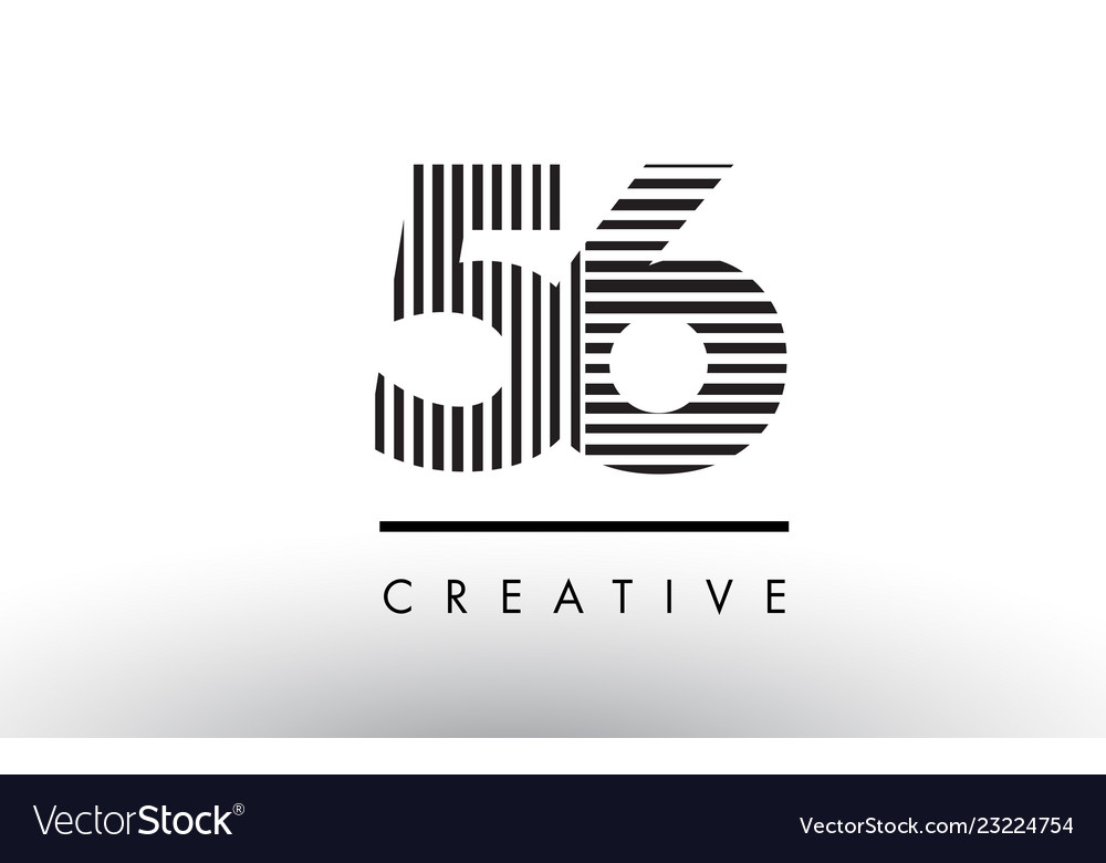 56 black and white lines number logo design Vector Image