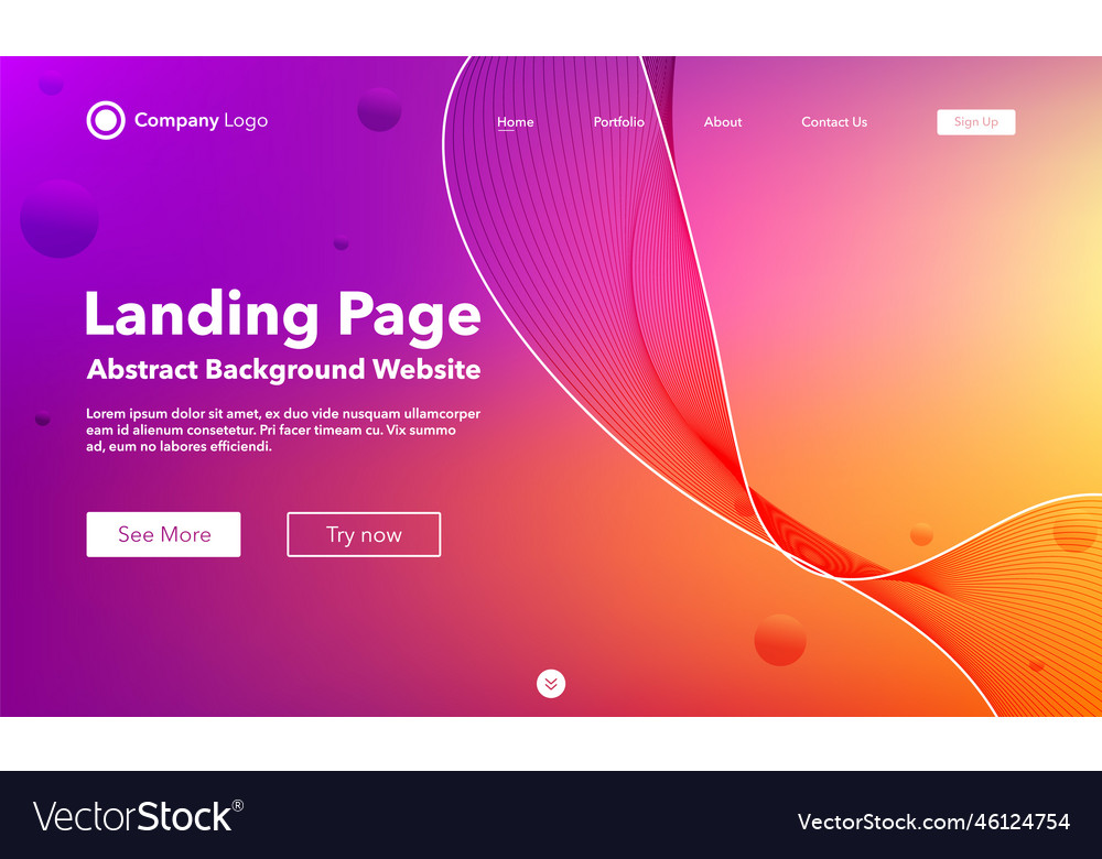 Gradient abstract wave background landing page vector image Gradient abstract wave background landing page