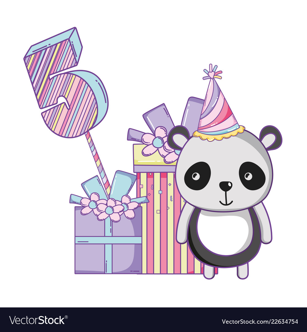 Happy birthday cute animal Royalty Free Vector Image