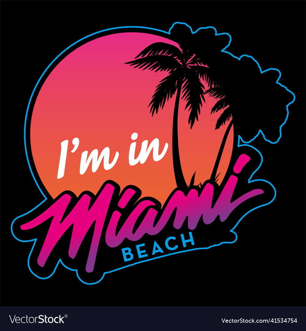 Summer time miami beach florida design Royalty Free Vector