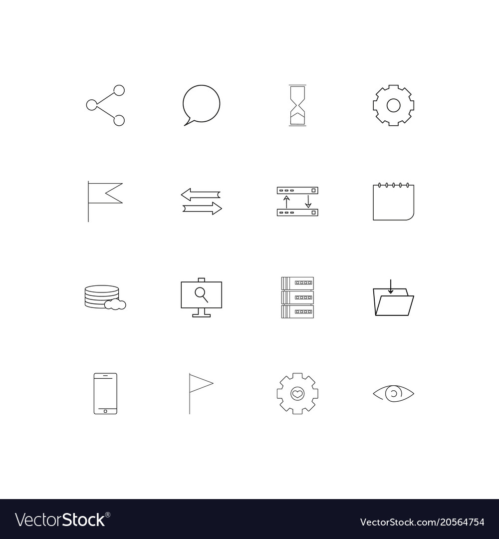Internet technologies simple linear icons set