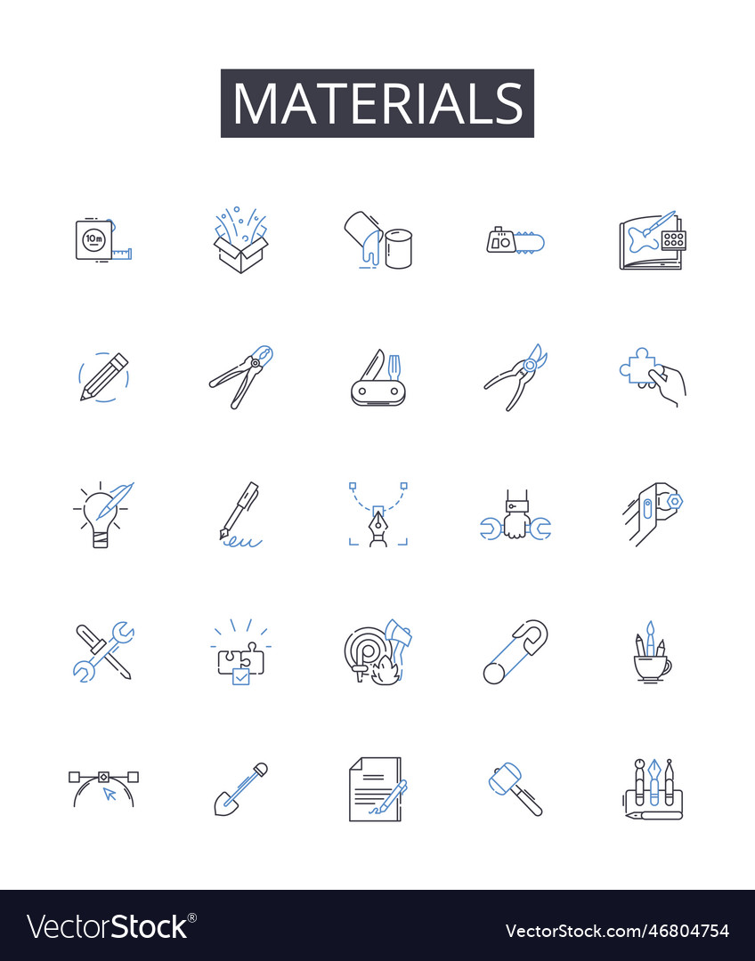 Materials line icons collection comestibles