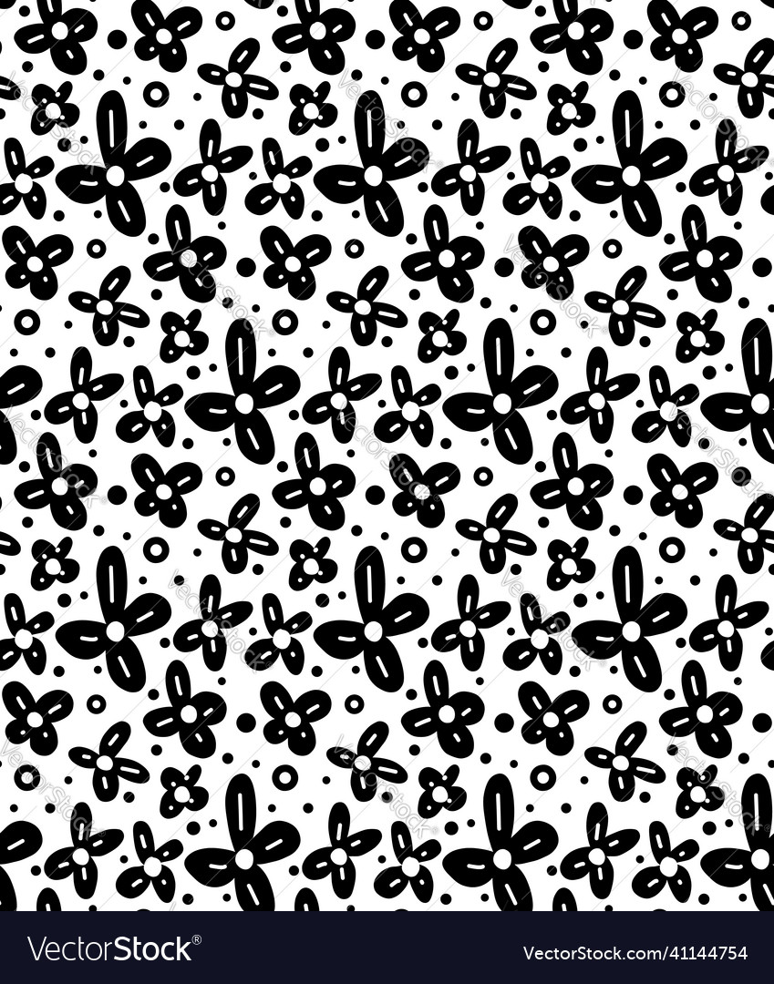 Monochrome seamless floral pattern with black Vector Image