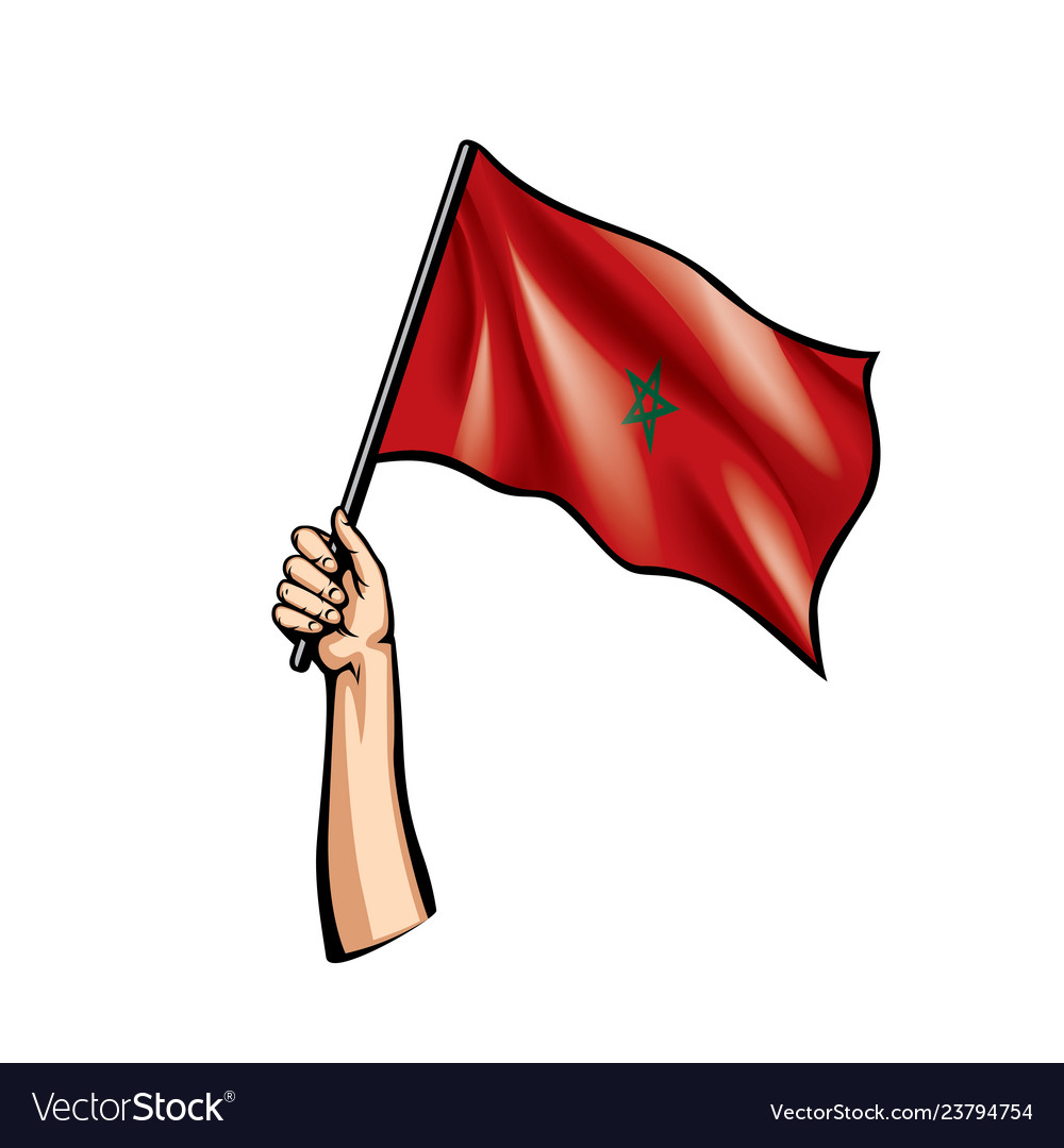 Morocco flag and hand on white background Vector Image Morocco flag and hand on white background Vector Image