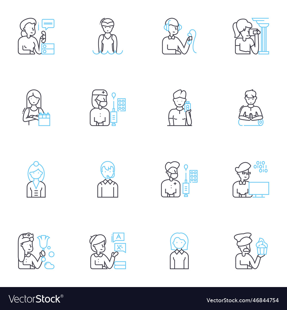 Persona linear icons set identity archetype vector image Persona linear icons set identity archetype