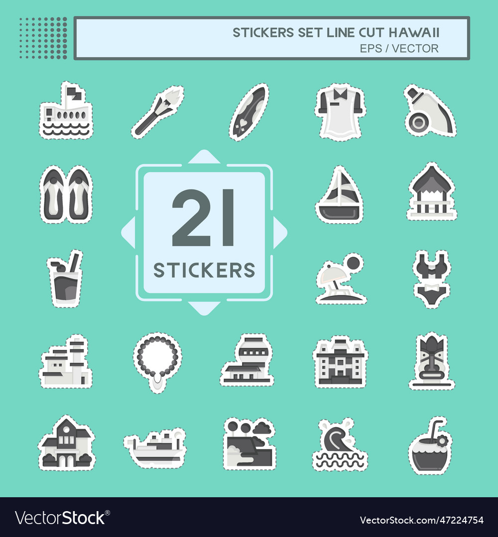 Sticker line cut set hawaii related to holiday