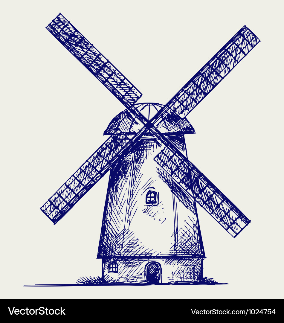 Windmill Royalty Free Vector Image - VectorStock