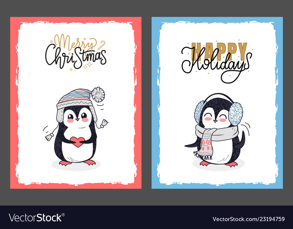 Festive Penguins Holiday Postcards