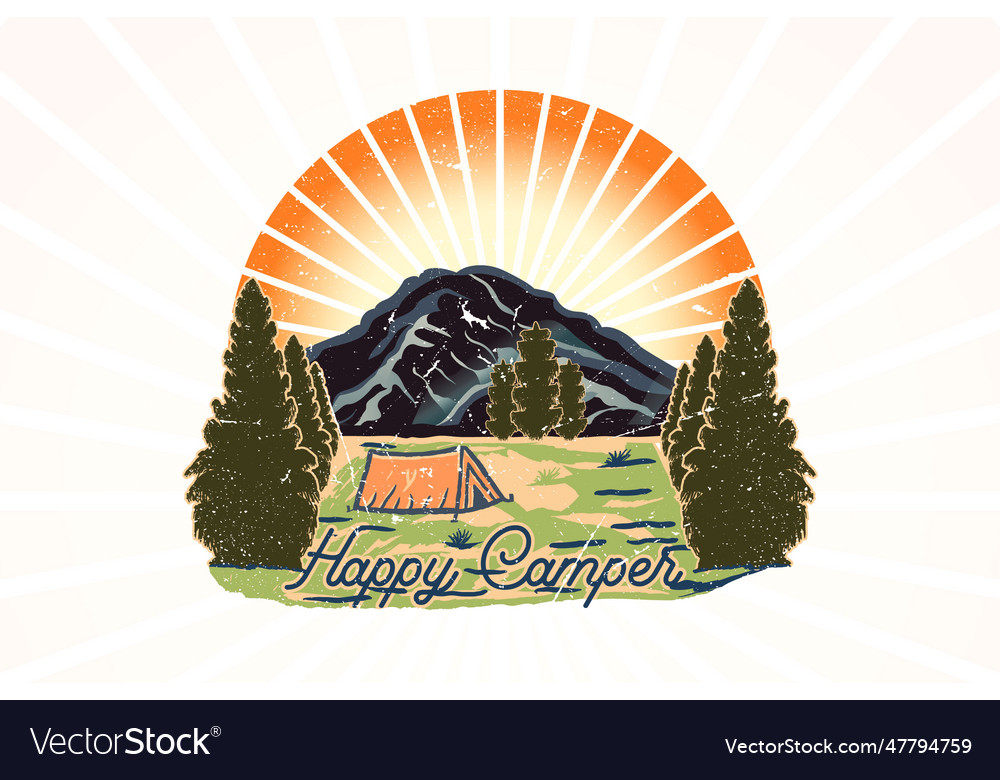 Happy camper outdoor t shirt drawing print Vector Image