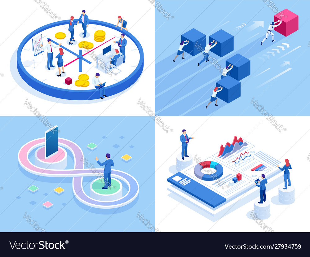 Isometric Business Concepts Businessmen Royalty Free Vector 0563