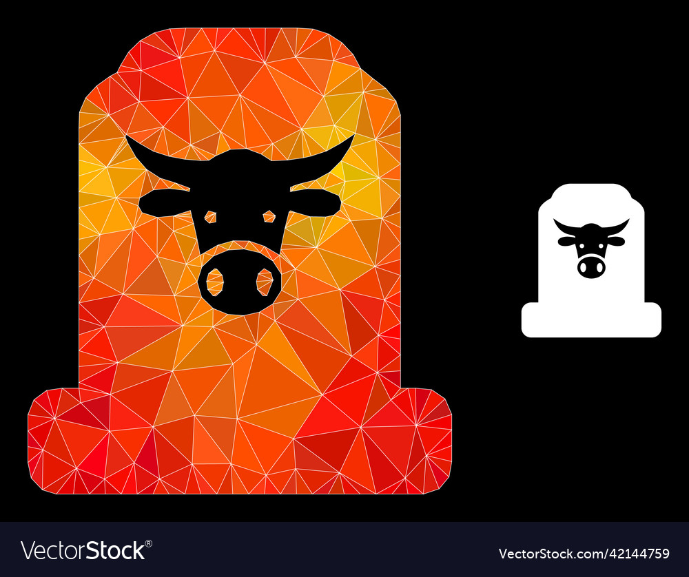 Lowpoly cow cemetery icon with orange