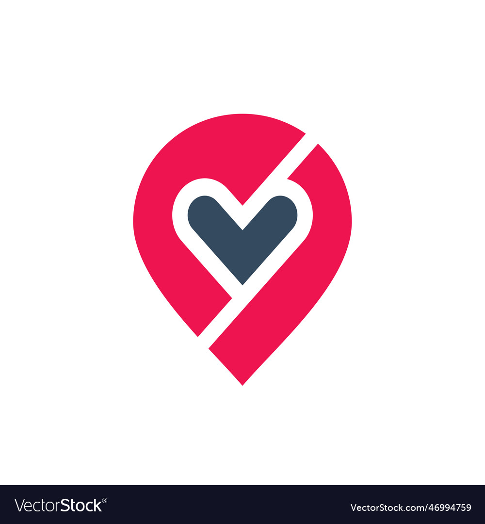 Map pin and heart shape logo favorite place Vector Image