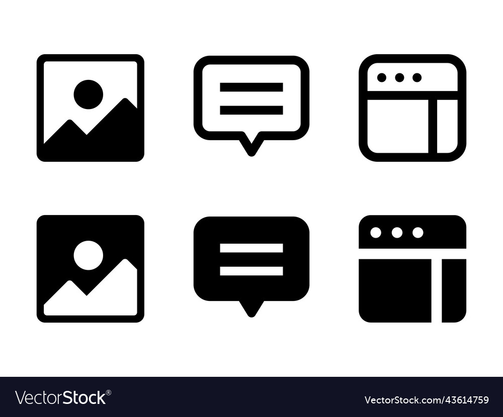 Photo-picture message and menu icon in modern Vector Image