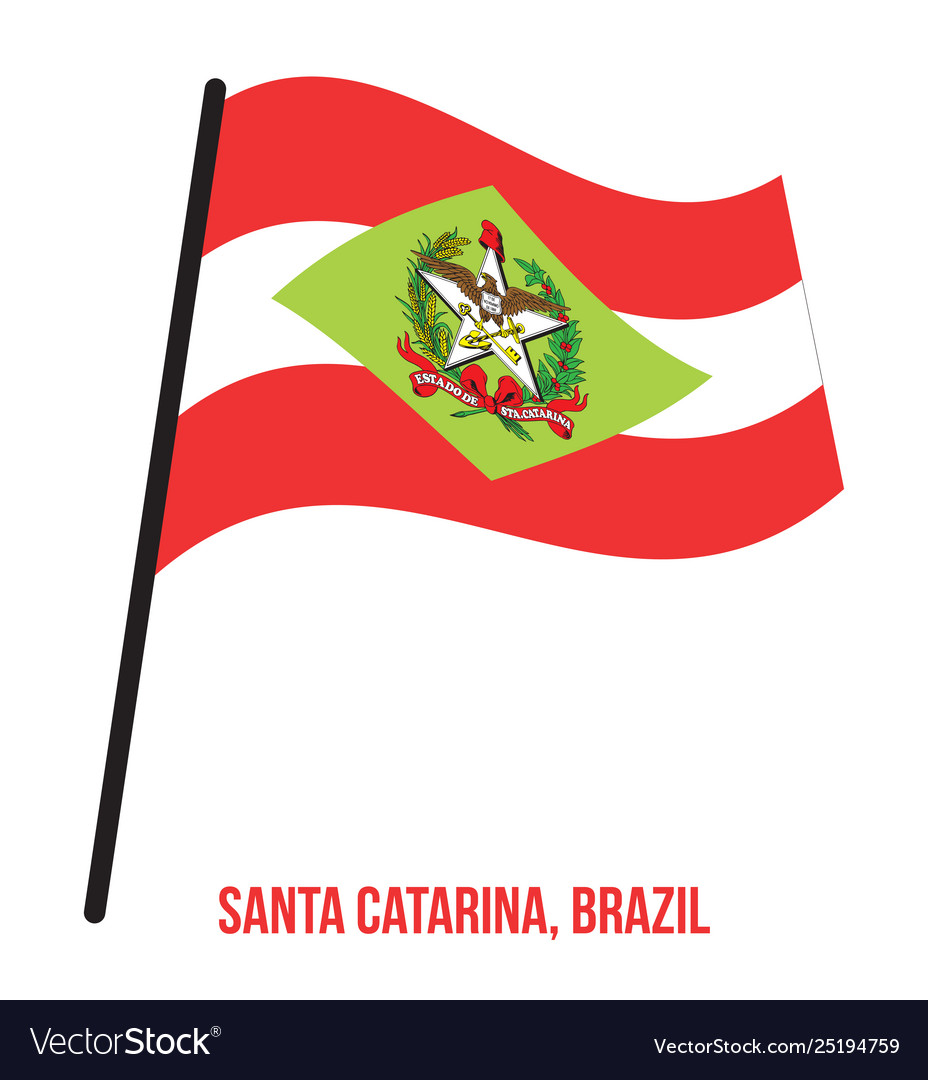 Santa catarina flag waving on white background