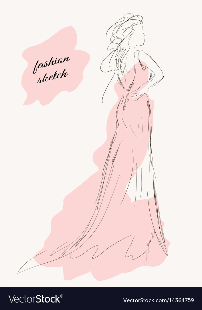 sketch of a girl with beautiful dress