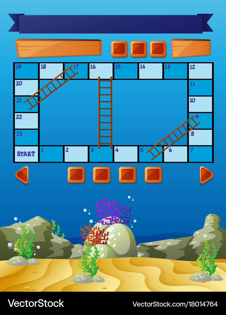 Boardgame template with underwater scene Vector Image