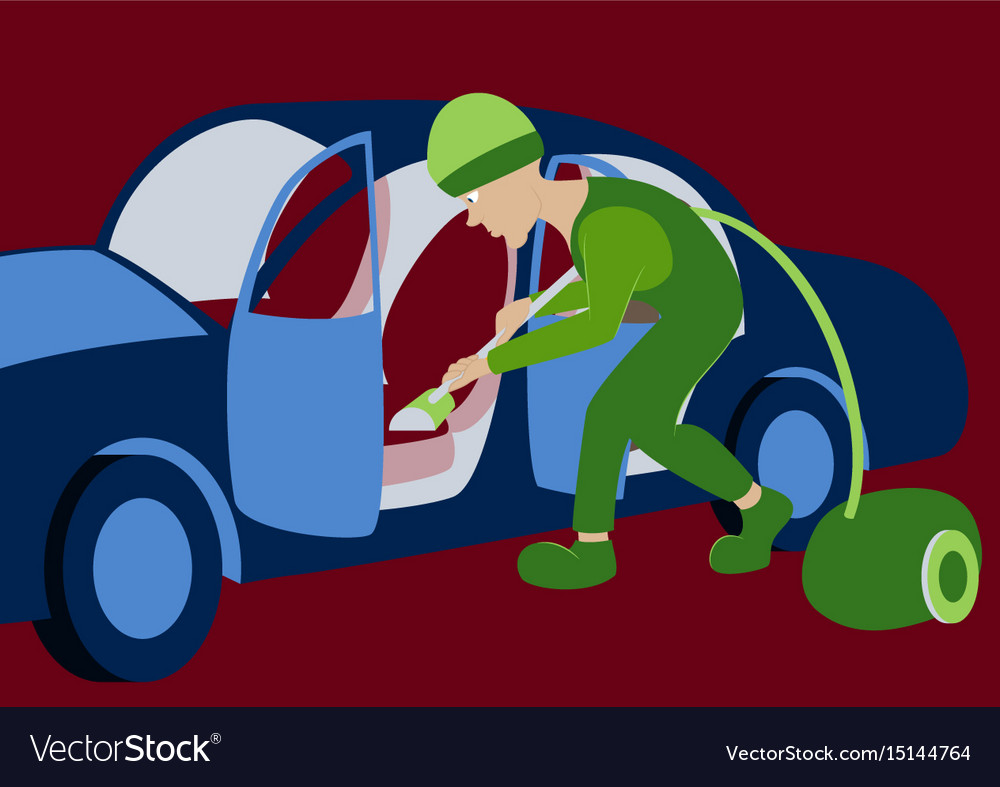 Cleaning car interior worker royalty free vector image