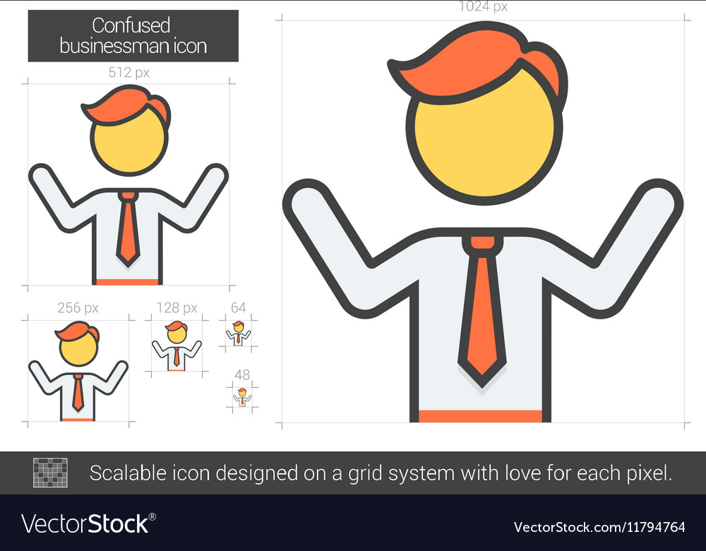 Confused businessman line icon