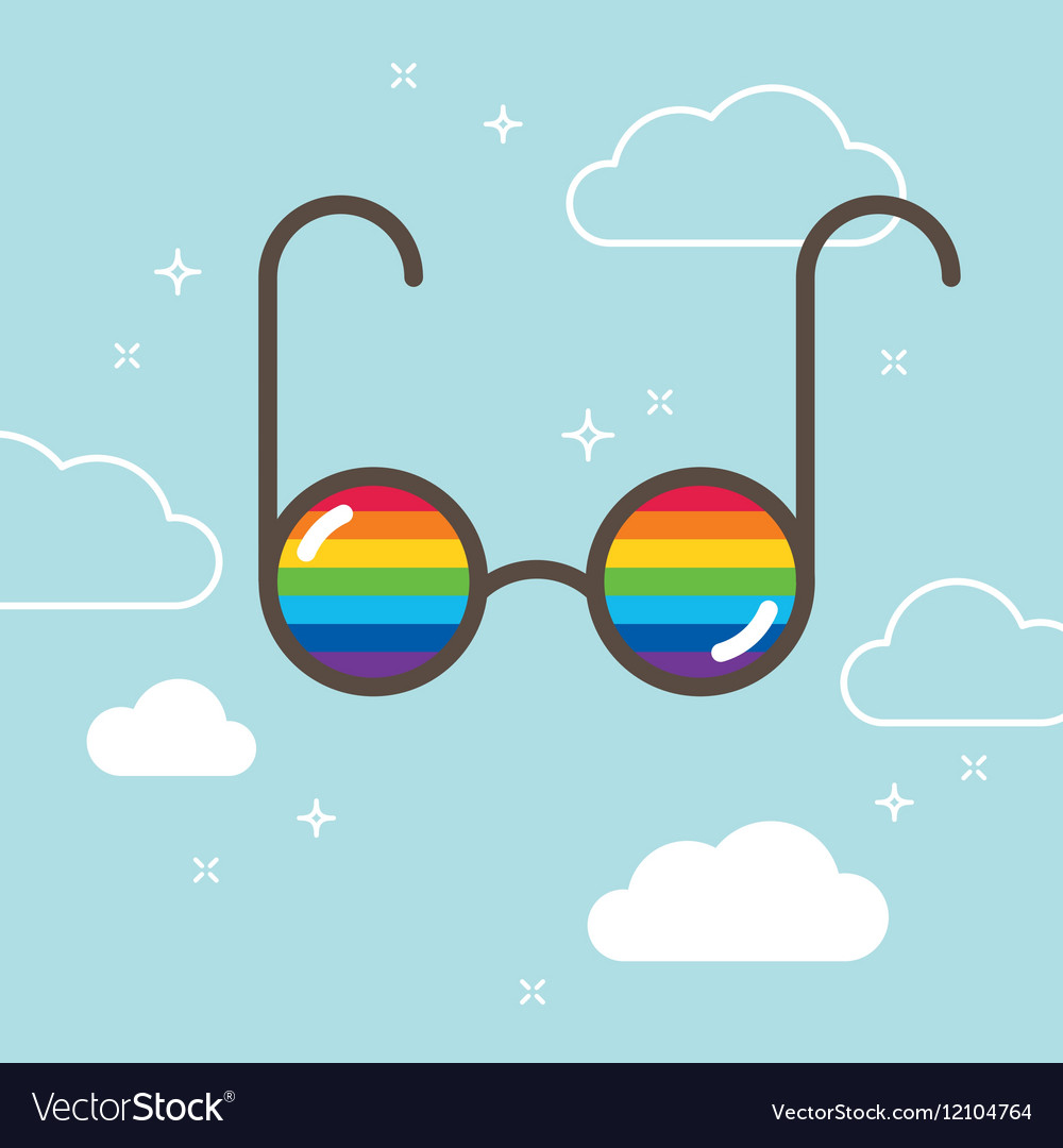 Glasses In The Sky With Rainbow Lgbt Concept Vector Image 8130