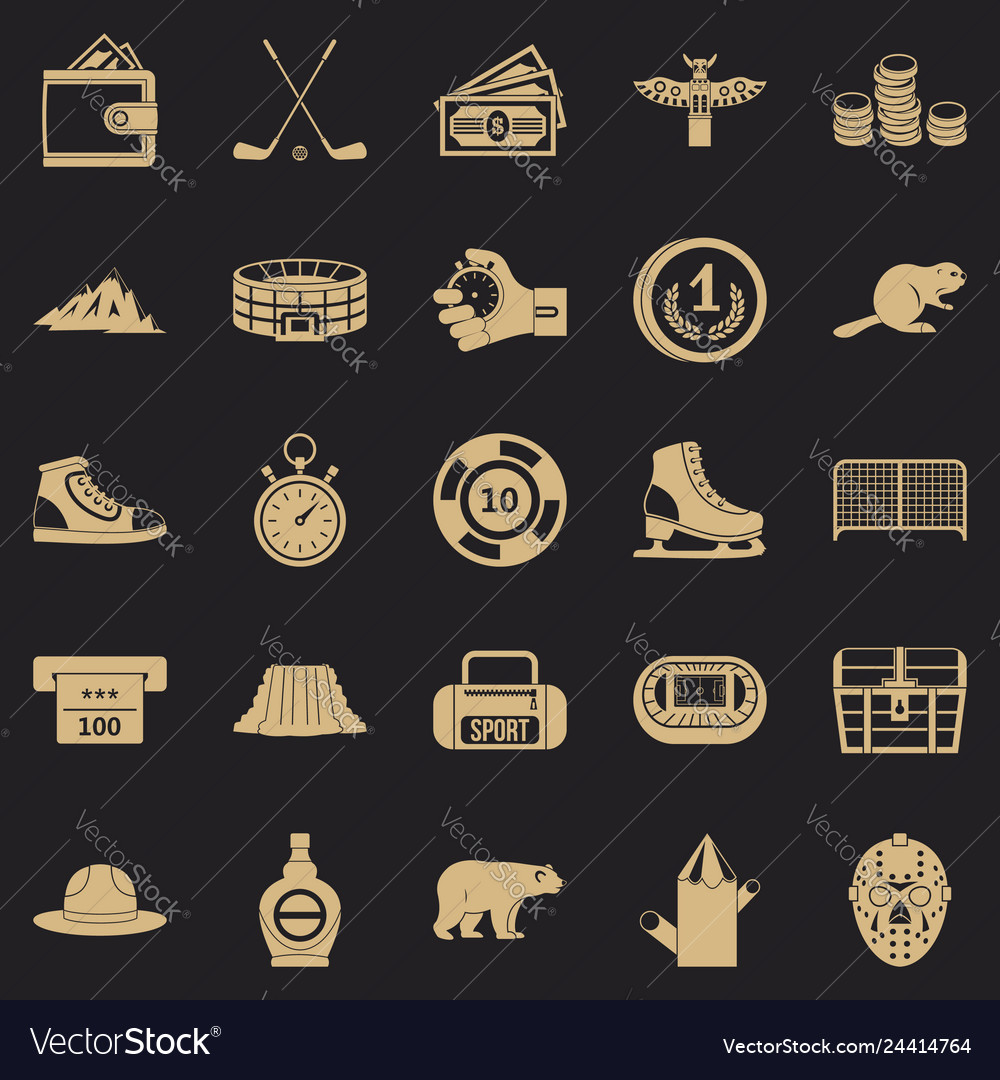 Hockey referee icons set simple style Royalty Free Vector