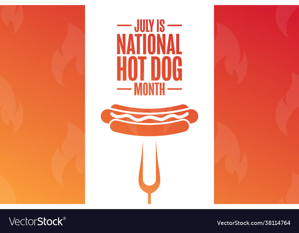 Juli ist nationaler Hot Dog Monat Urlaubskonzept