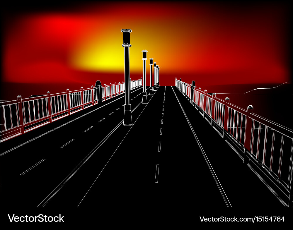 Landscape sunset Royalty Free Vector Image - VectorStock